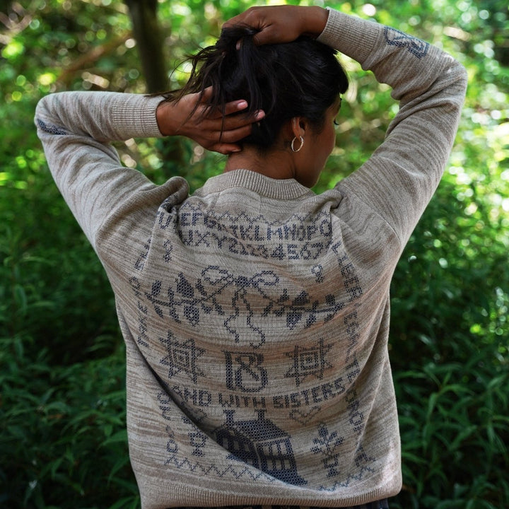 Cross Stitch Jumper in Putty &amp; Midnight - Black &amp; BeechXS