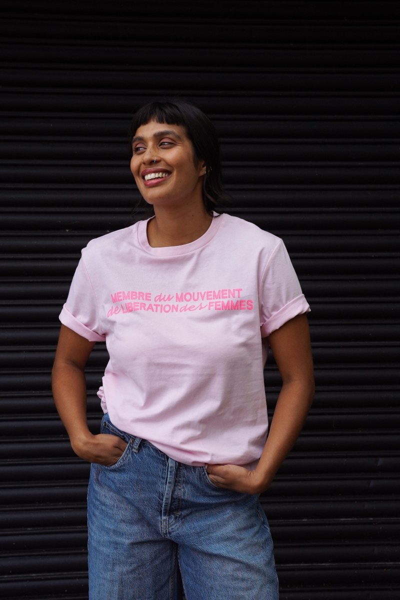Membre du mouvement de libération des femmes T-Shirt in Cotton Pink - Black & BeechXS