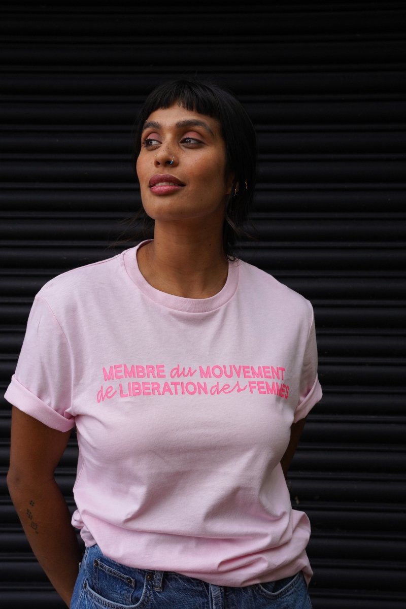 Membre du mouvement de libération des femmes T-Shirt in Cotton Pink - Black &amp; BeechXS