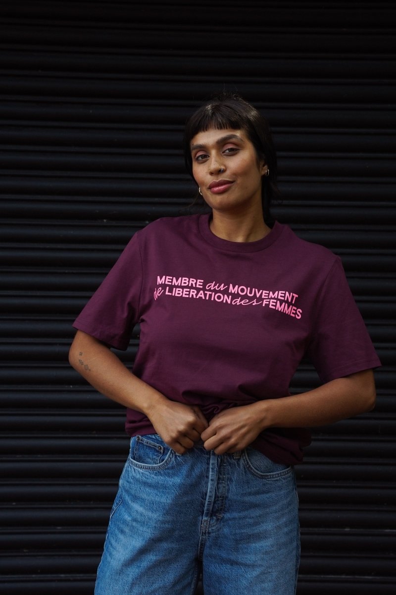 Membre du mouvement de libération des femmes T-Shirt in Deep Plum - Black &amp; BeechXS