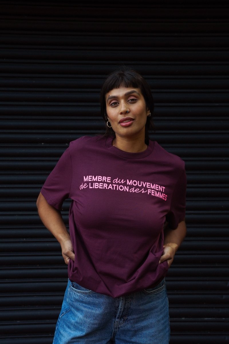 Membre du mouvement de libération des femmes T-Shirt in Deep Plum - Black &amp; BeechXS