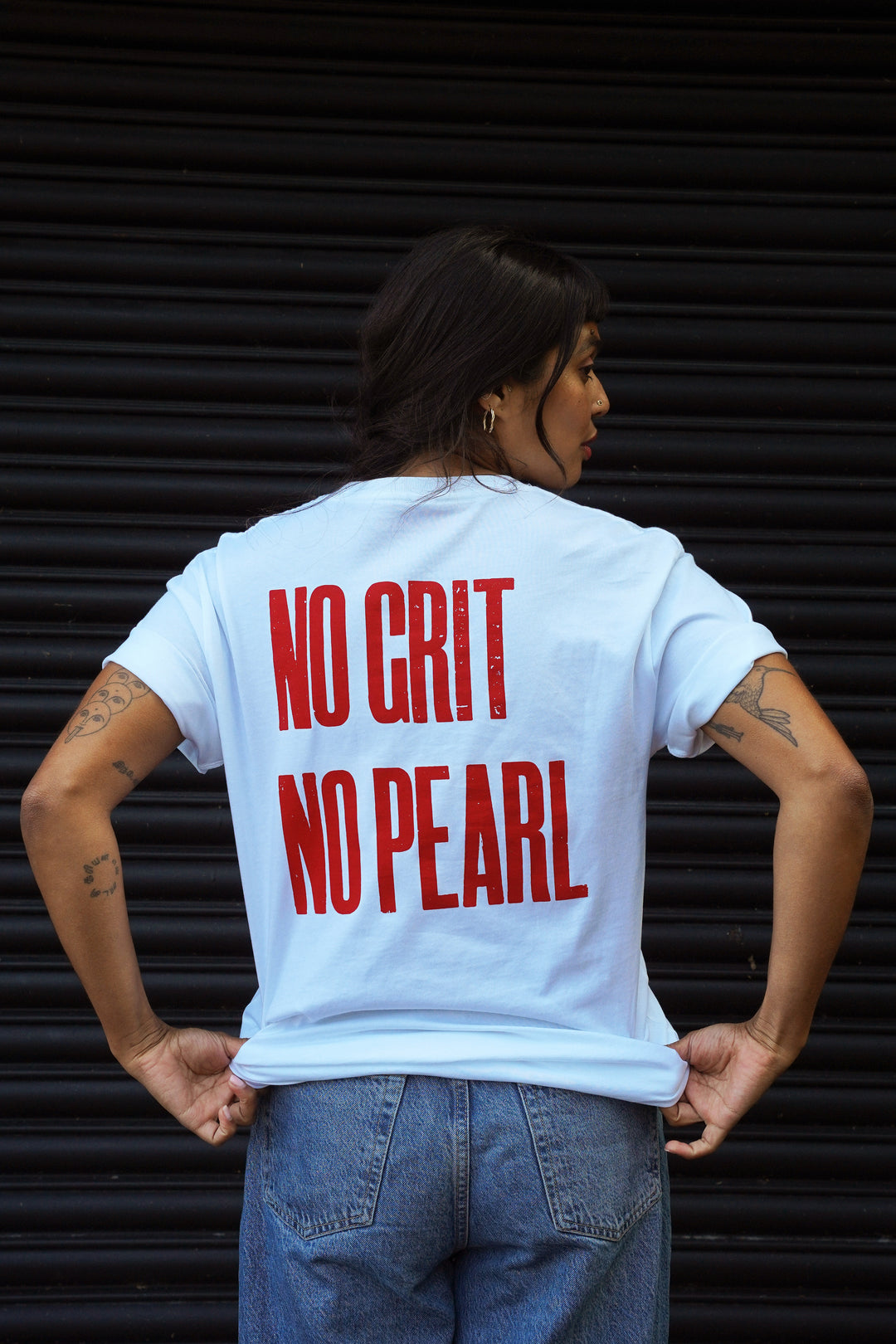 No Grit No Pearl Organic Cotton T-Shirt in White