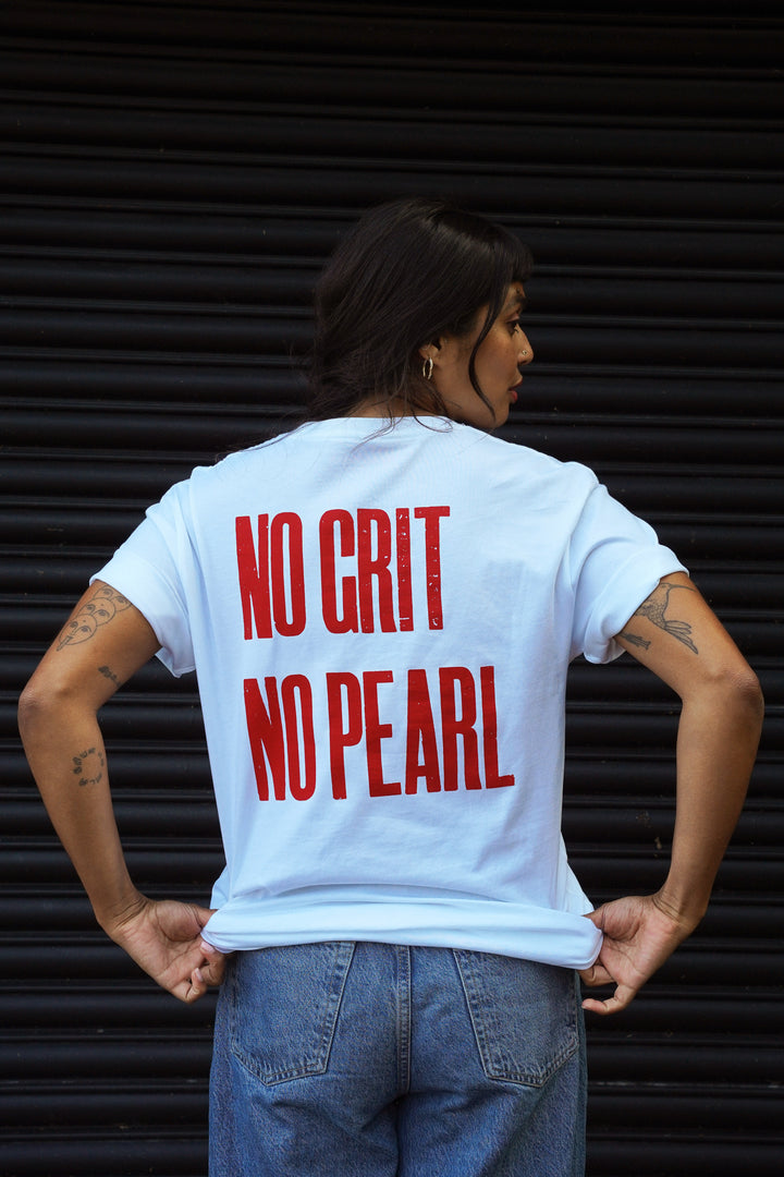 No Grit No Pearl Organic Cotton T-Shirt in White