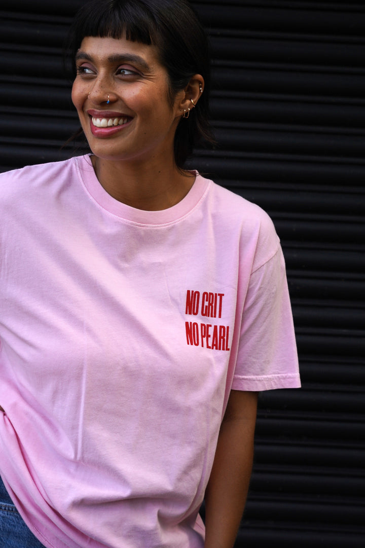 No Grit No Pearl Organic Cotton T-Shirt in Stonewash Pink