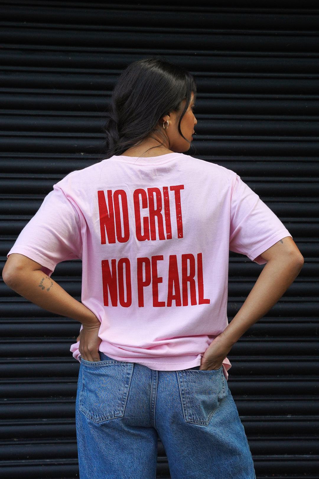 No Grit No Pearl Organic Cotton T-Shirt in Stonewash Pink