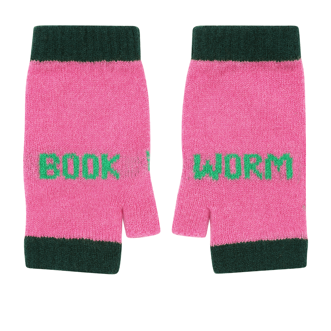 Book Worm Mittens in Bubblegum & Kelly Green Gloves & Mittens Black & Beech