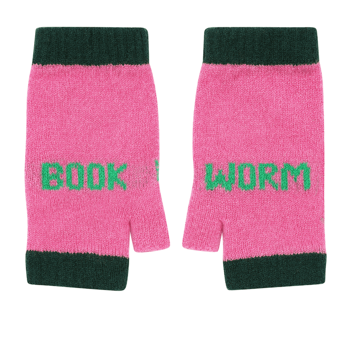 Book Worm Mittens in Bubblegum & Kelly Green Gloves & Mittens Black & Beech