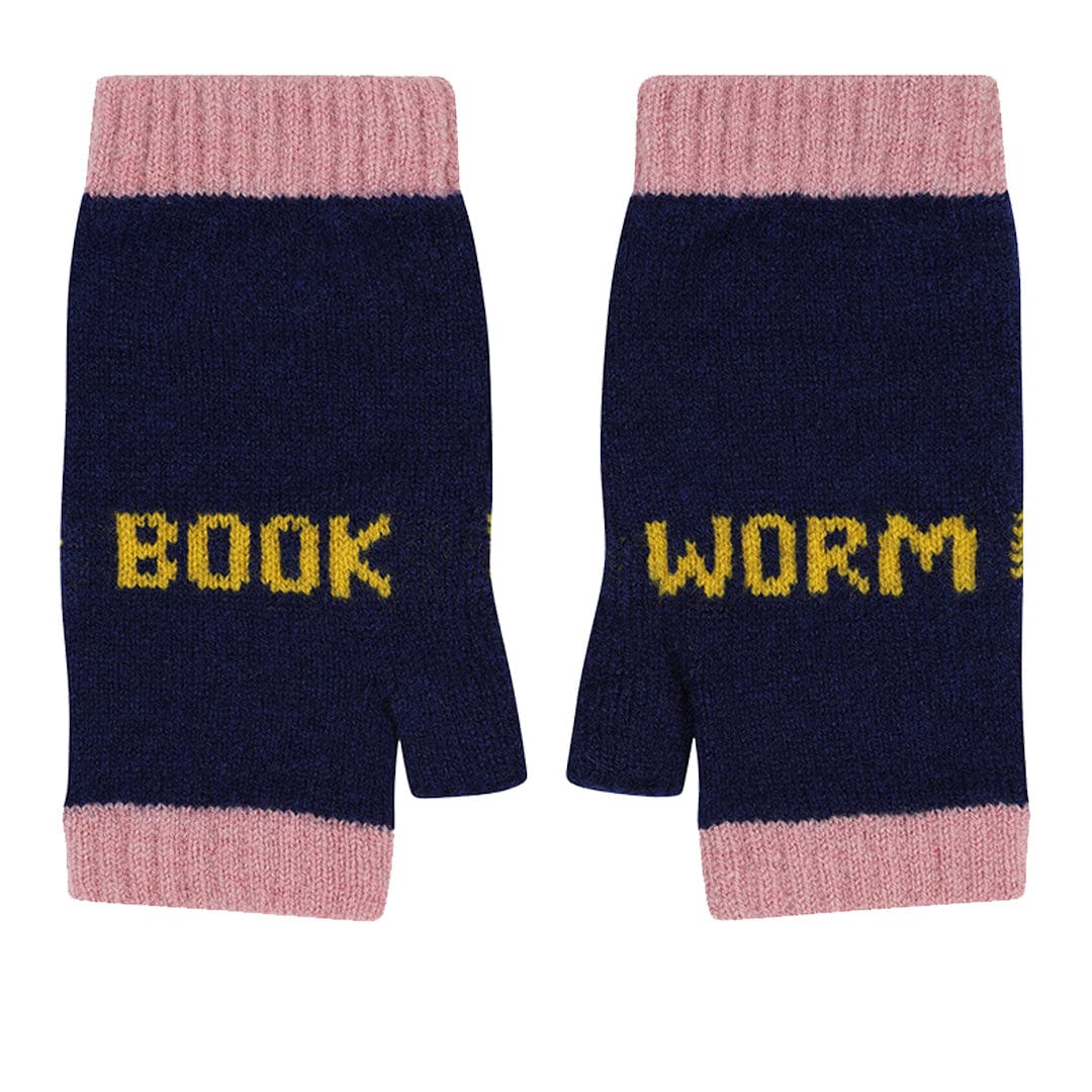 Book Worm Mittens in Navy & Mustard Clothing Accessories Black & Beech