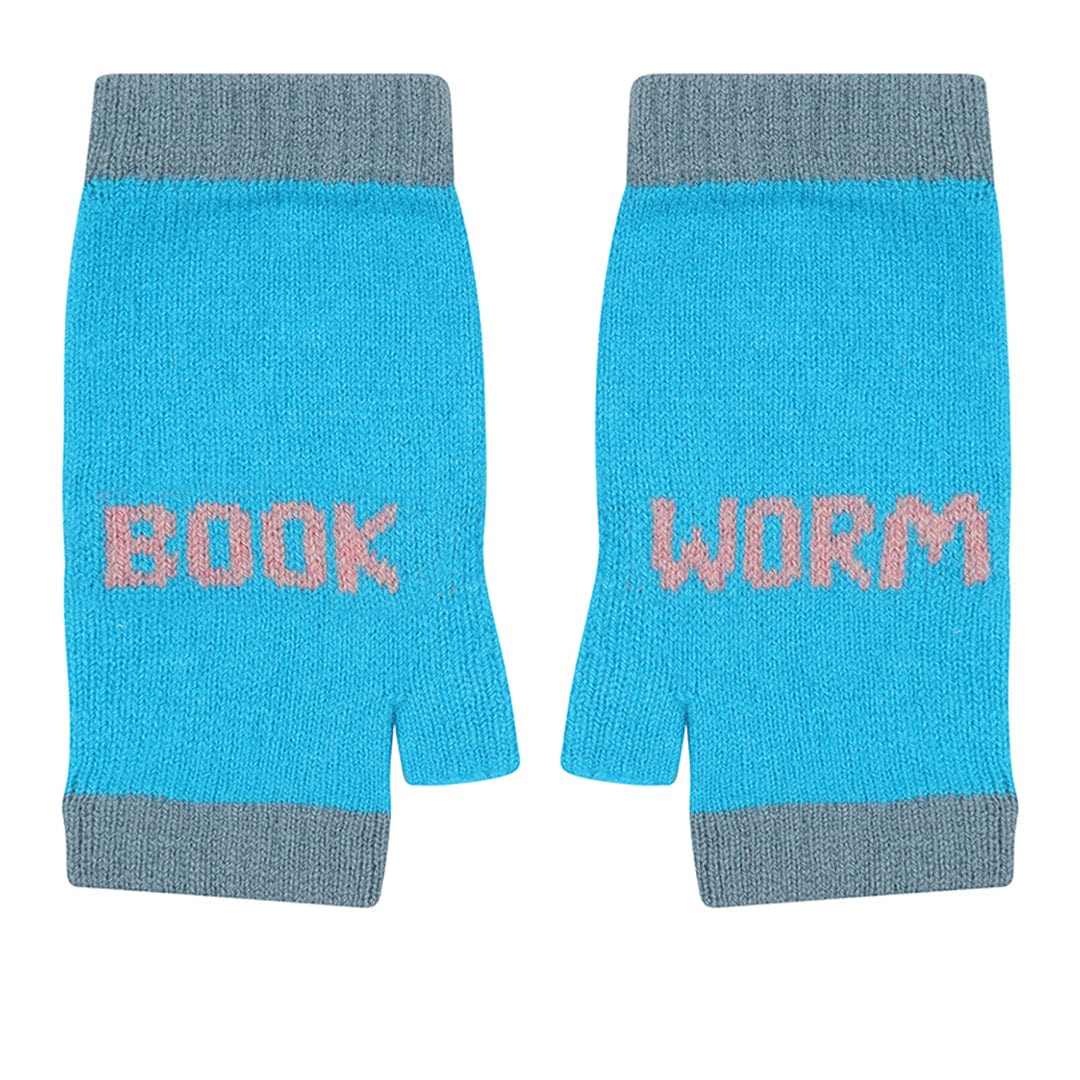 Book Worm Mittens in Neon Blue Gloves & Mittens Black & Beech