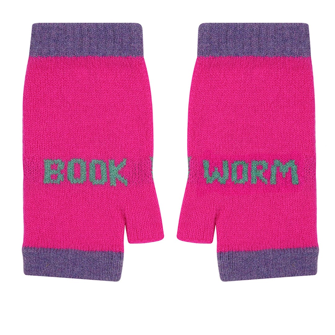 Book Worm Mittens in Neon Pink Gloves & Mittens Black & Beech