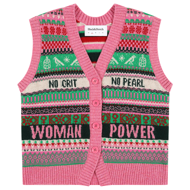 *PRE ORDER* Fairisle Lambswool Waistcoat in Bubblegum