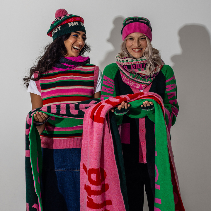 Feminist Fairisle Loop Scarf in Bubblegum