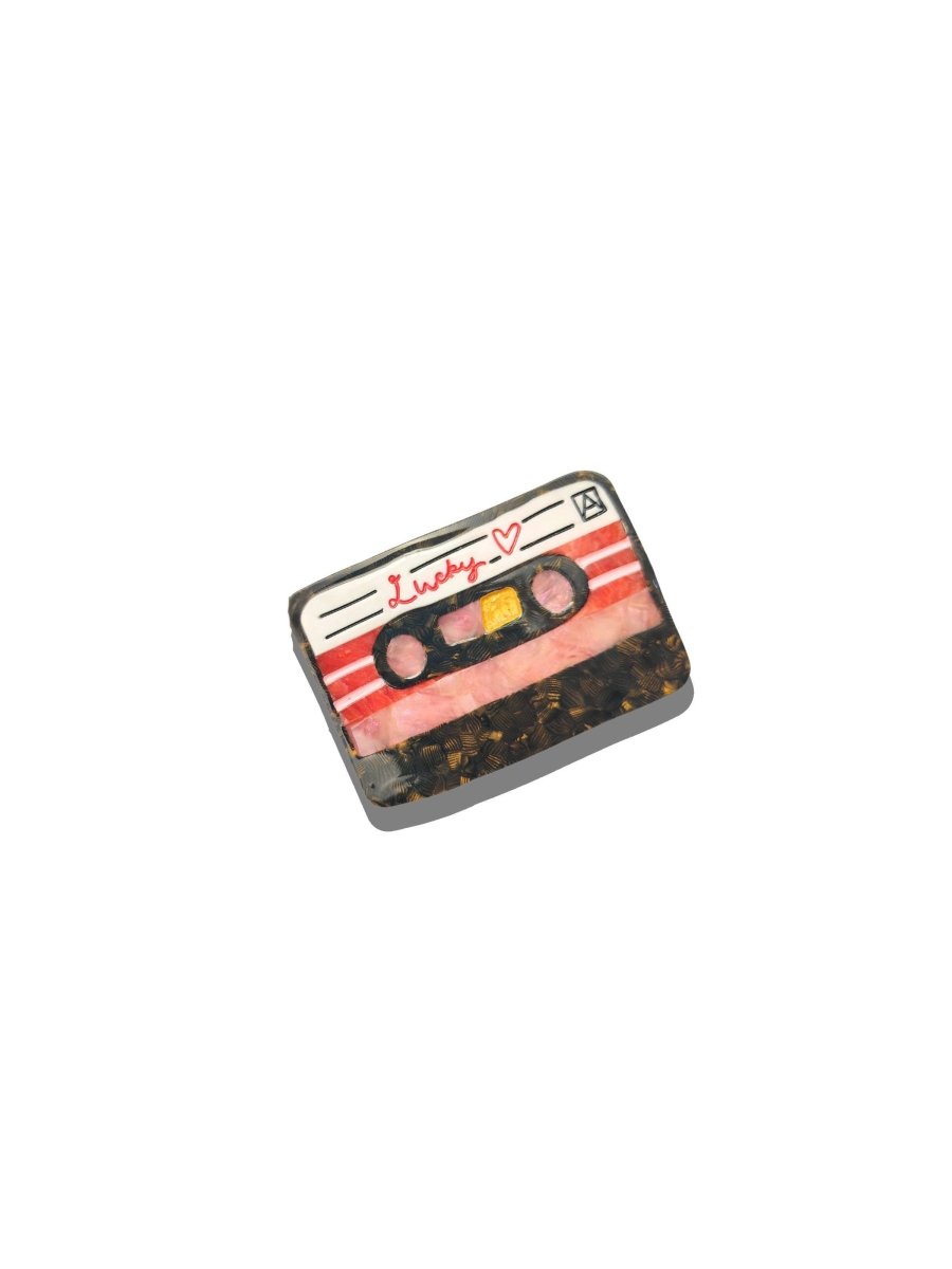 PREORDER - Hand - painted Lucky Cassette Claw Hair Clip - Black & Beech
