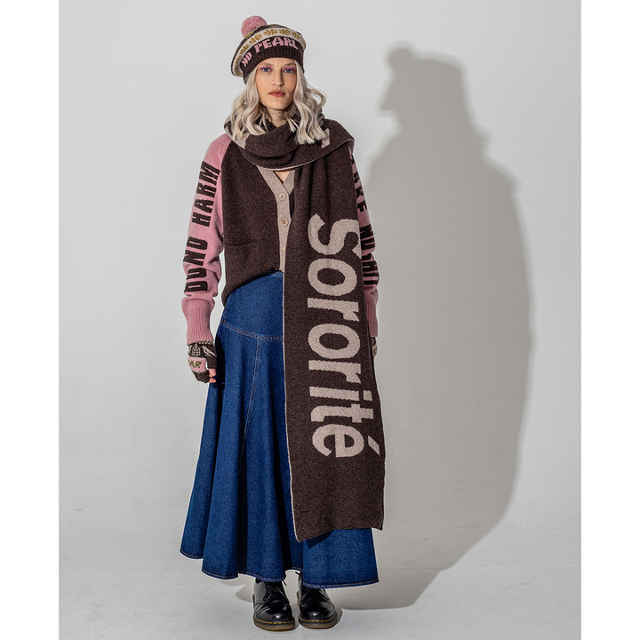 *PRE-ORDER* Do No Harm Take No Shit Lambswool Cardigan in Cocoa & Calamine