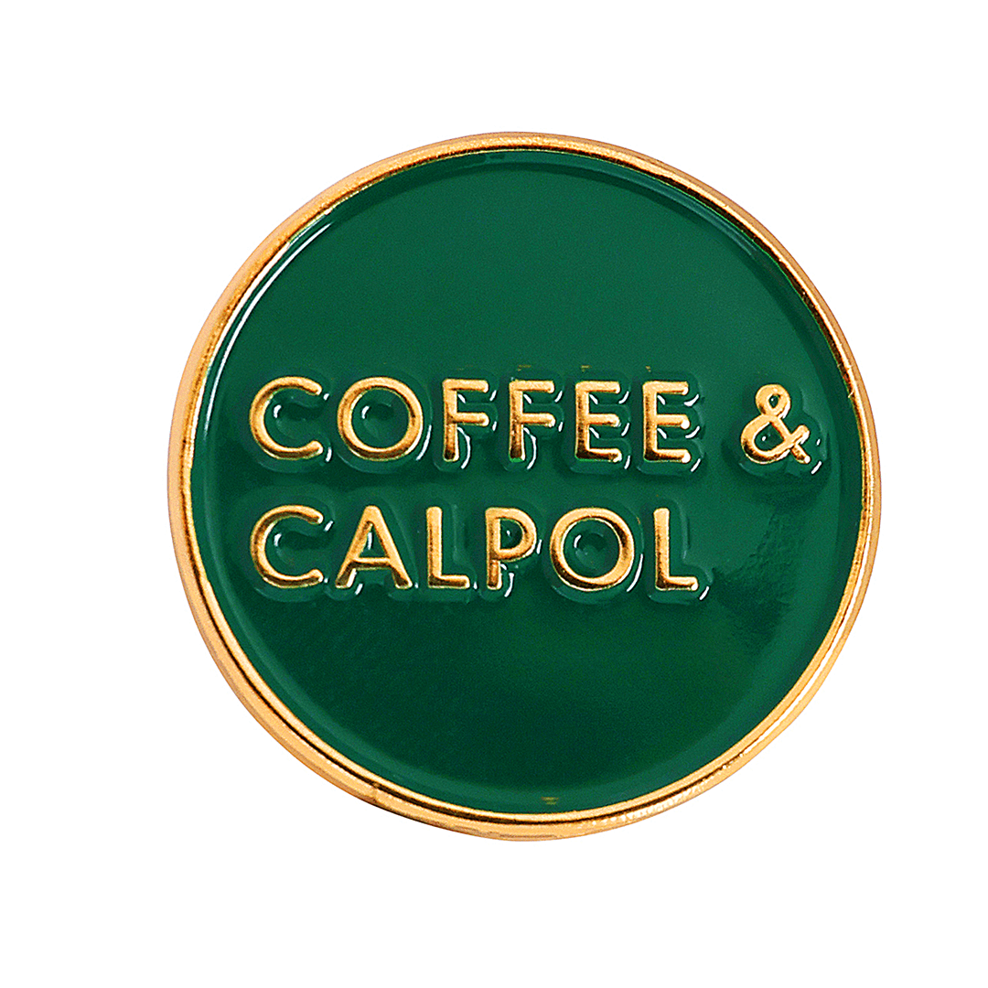 Coffee & Calpol Enamel Pin Forest Green Brooches & Lapel Pins Black & Beech