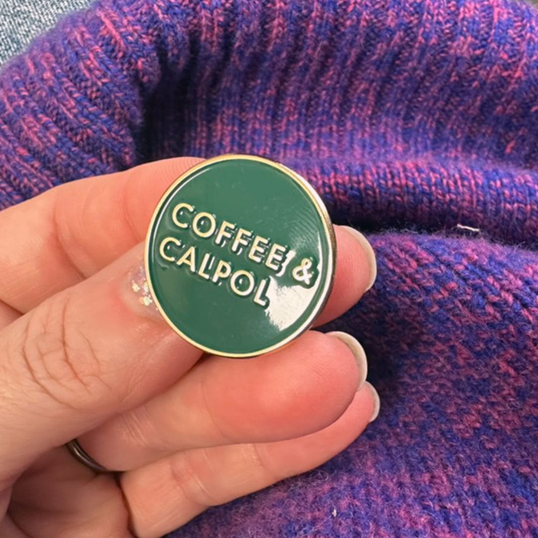 Coffee & Calpol Enamel Pin Forest Green Brooches & Lapel Pins Black & Beech