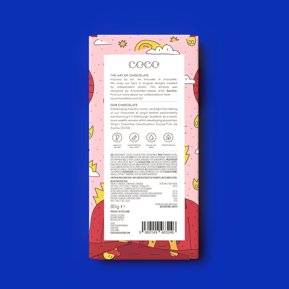 Colombian Milk 40% Chocolate Bar Chocolate COCO Chocolatier