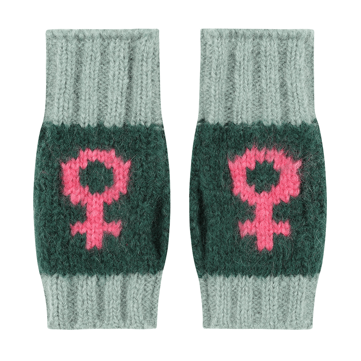 Cosmos Wrist Warmer in Green & Pink Gloves & Mittens Black & Beech