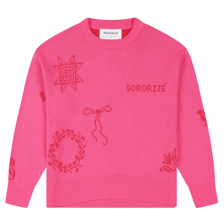 Cross Stitch Jumper in Hibiscus Jumper Black & Beech