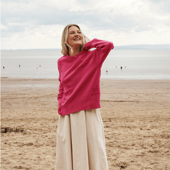 Cross Stitch Jumper in Hibiscus - Pre Order Jumper Black & Beech