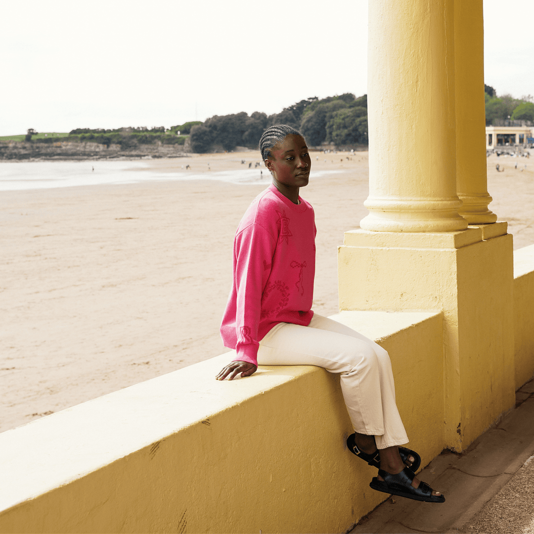 Cross Stitch Jumper in Hibiscus - Pre Order Jumper Black & Beech
