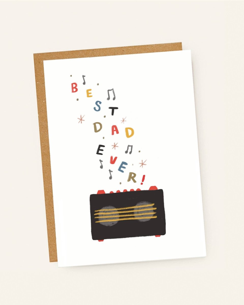 Best Dad Ever Radio Card - Black & Beech