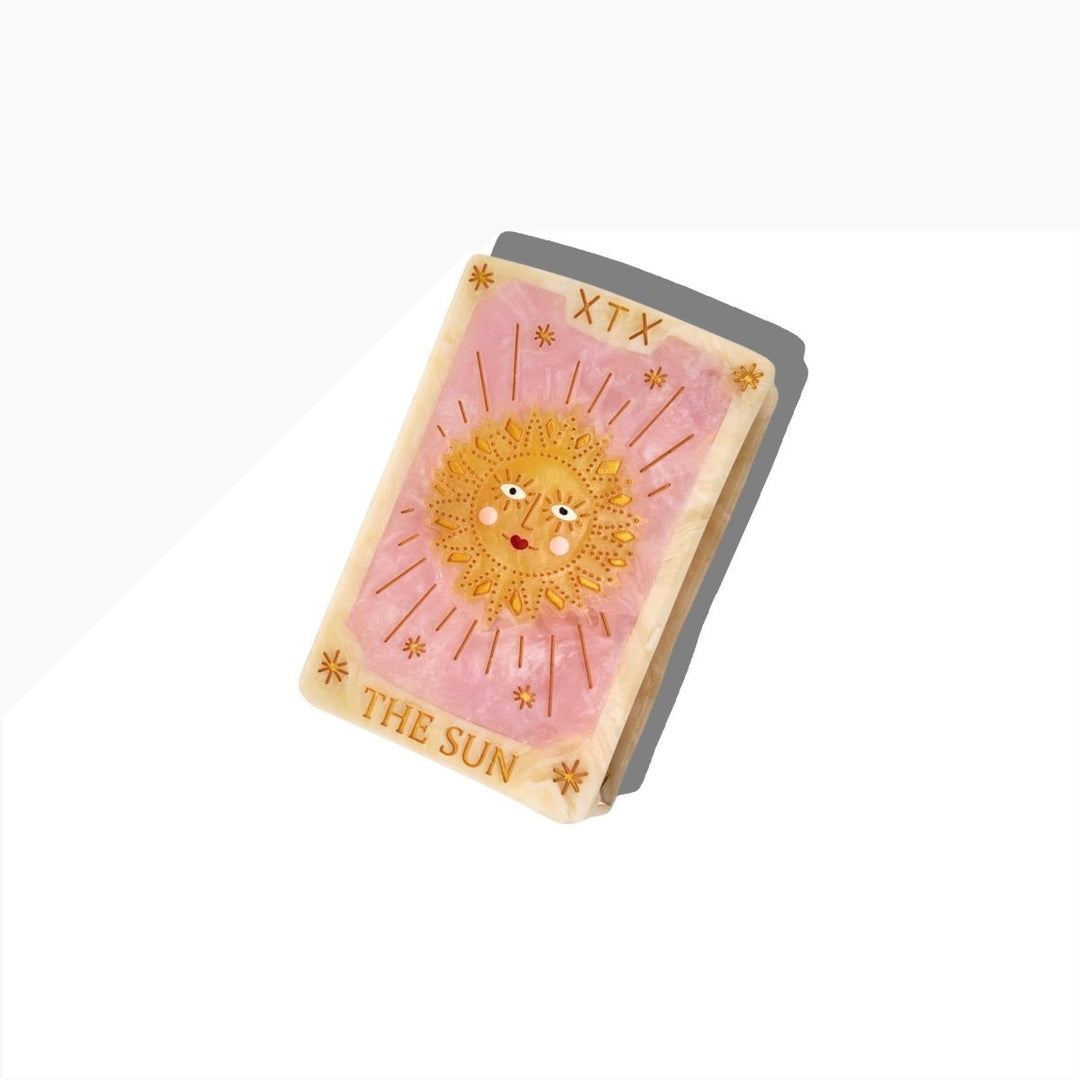 Hand-painted Sun Tarot Card Claw Hair Clip | Eco-Friendly - Black &amp; Beech