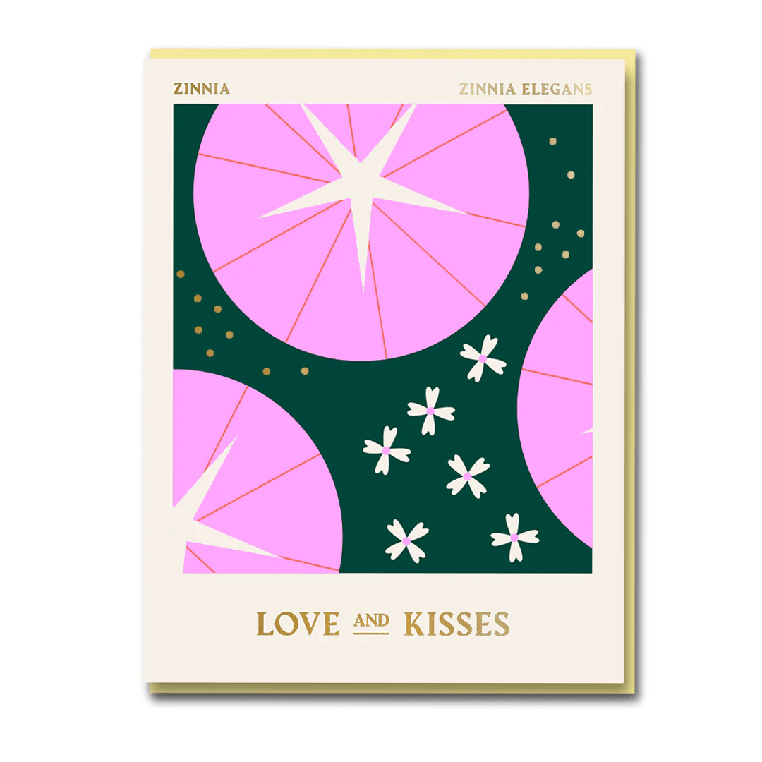 DC SColumbia Road- Zinna-Love and Kisses Greeting Card Greeting & Note Cards Black & Beech