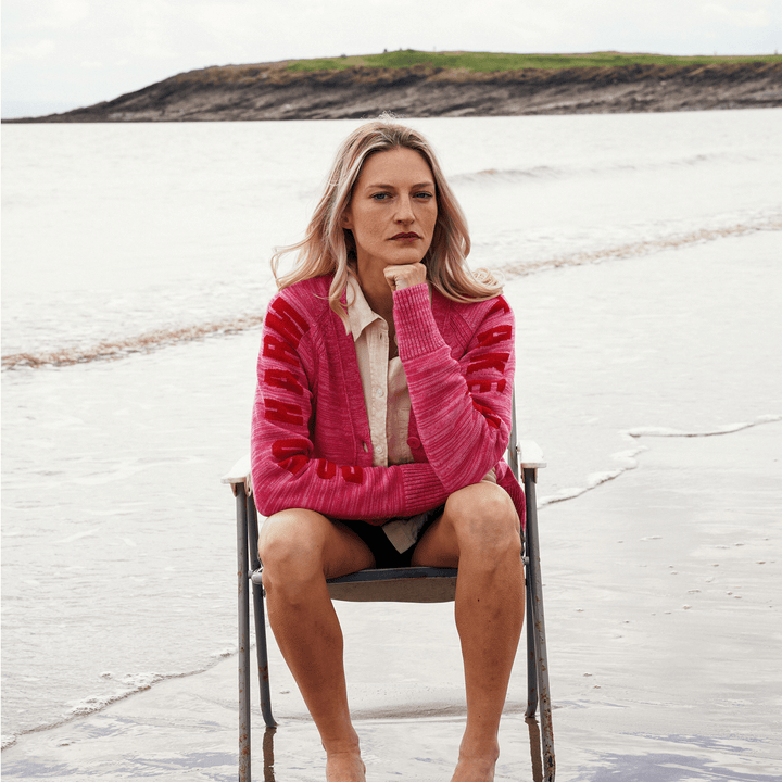 Do No Harm Take No Shirt Organic Cotton Cardigan in Hibiscus - Pre Order Cardigan Black & Beech