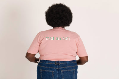 Do No Harm Take No Shit Deep Dusky Pink Cotton T-Shirt Black & Beech