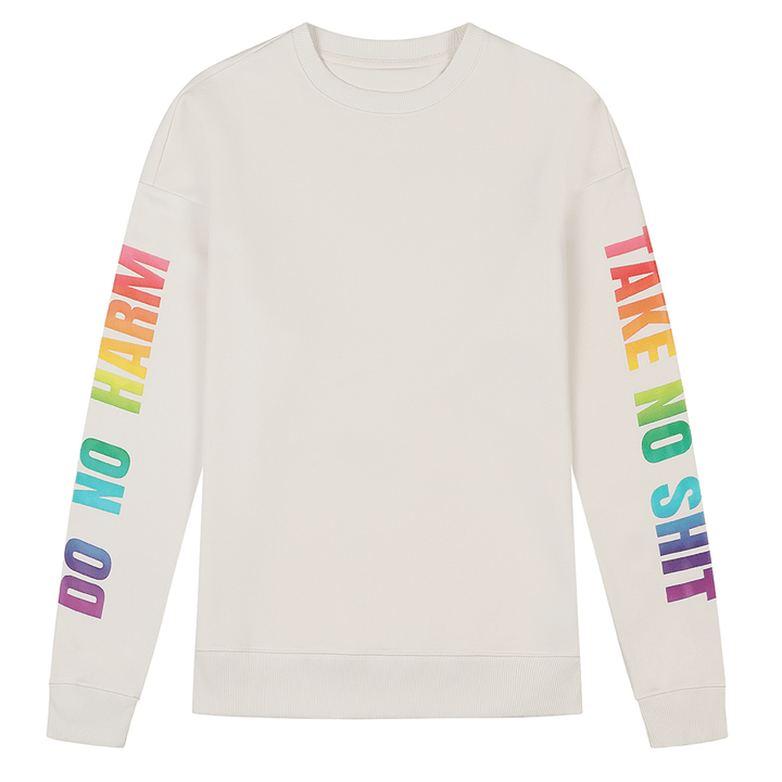 Do No Harm Take No Shit Drop shoulder Sweatshirt in cream Sweatshirts Black & Beech