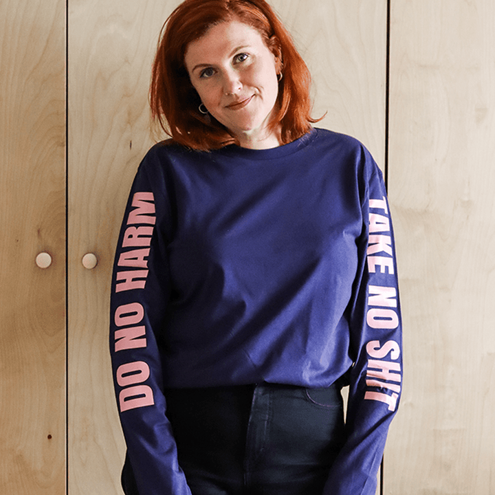 Do No Harm Take No Shit Long Sleeve T-shirt in Navy T-shirts Black & Beech