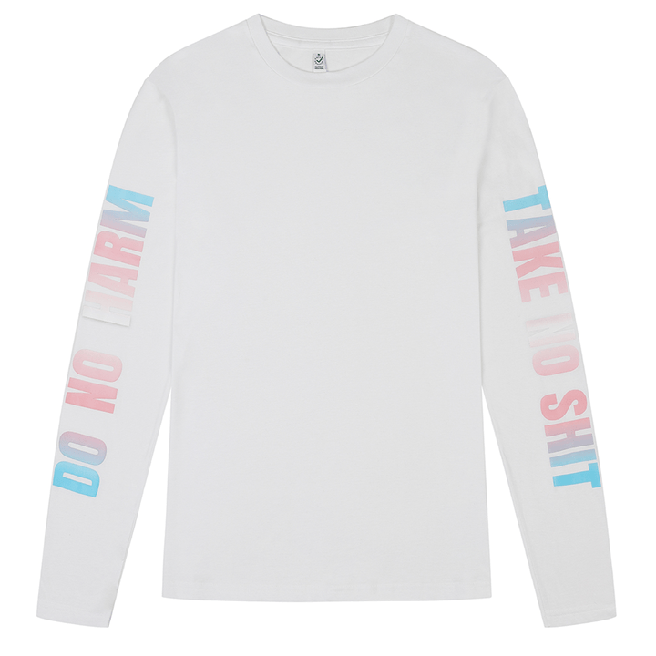 Do No Harm Take No Shit  Long Sleeve T-Shirt in White T-shirts Black & Beech