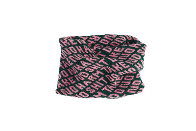 Do No Harm Take No Shit Slogan Snood in Forest Green & French Rose Snood Black & Beech