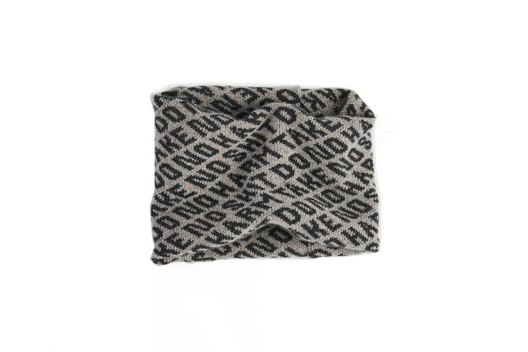 Do No Harm Take No Shit Slogan Snood in Opal & Charcoal Black & Beech