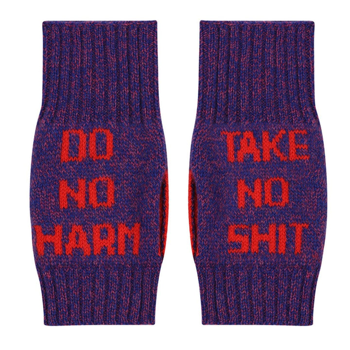 Do No Harm Take No Shit Wrist Warmers in Amethyst Gloves & Mittens Black & Beech