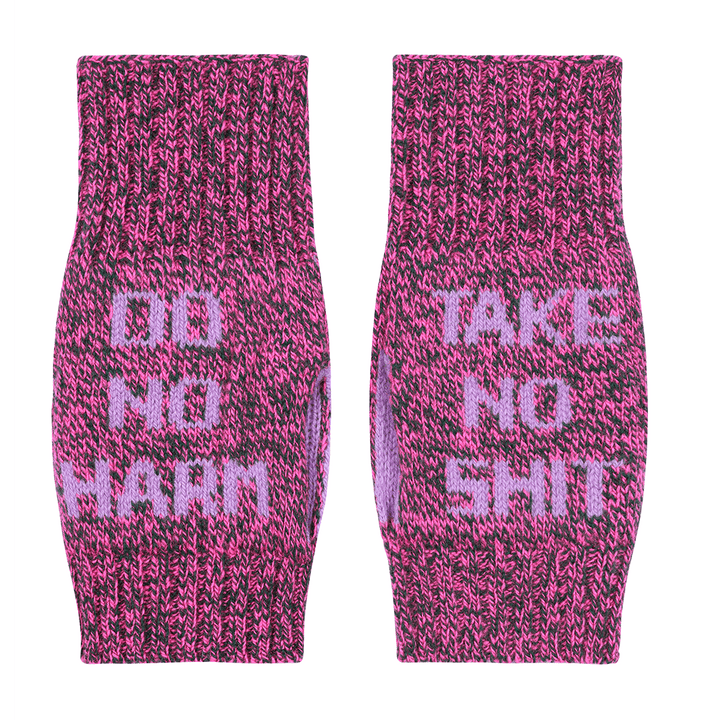 Do No Harm Take No Shit Wrist Warmers in Anemone Gloves & Mittens Black & Beech