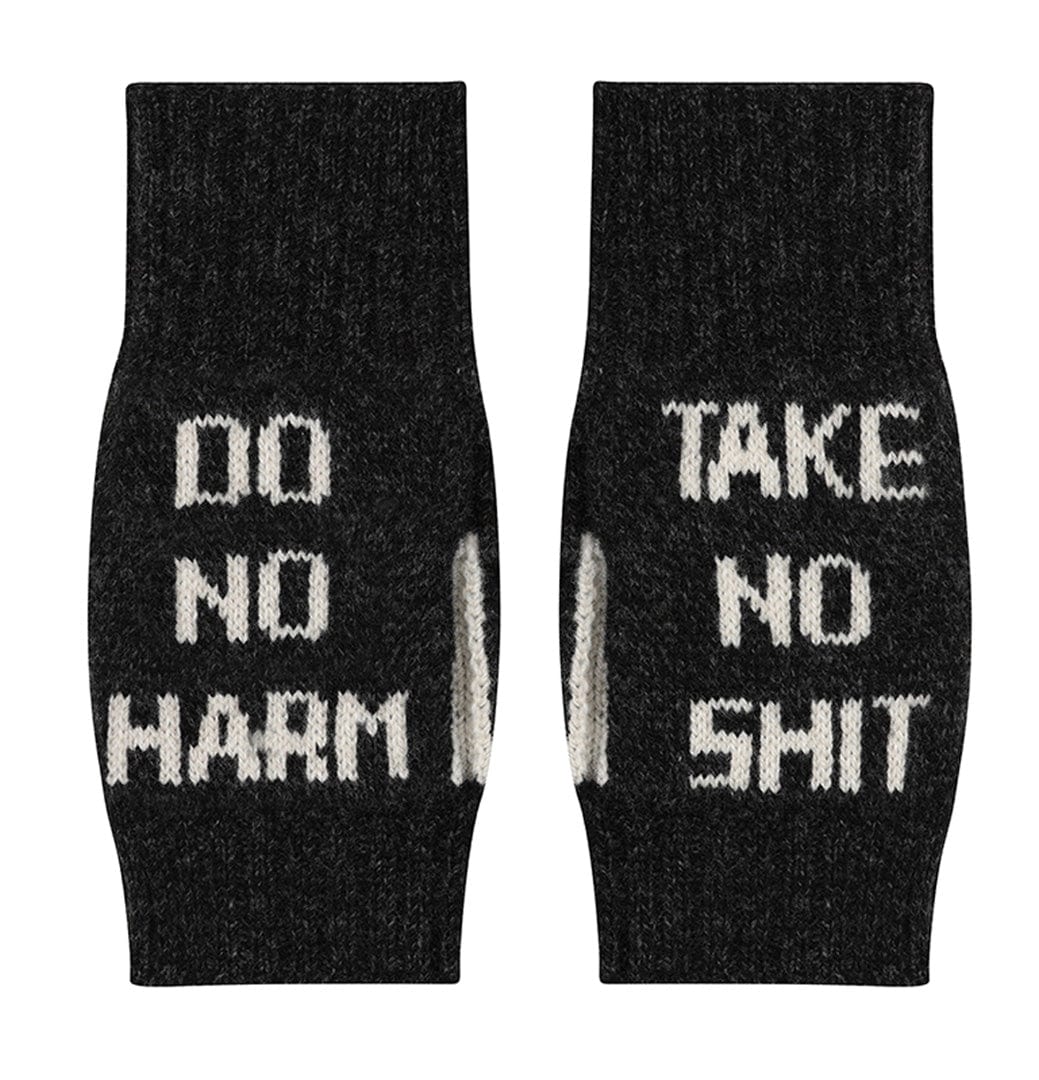 Do No Harm Take No Shit Wrist Warmers in Anthracite Gloves & Mittens Black & Beech