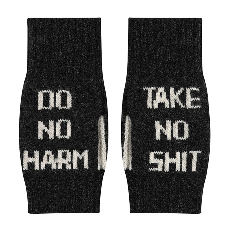 Do No Harm Take No Shit Wrist Warmers in Anthracite Gloves & Mittens Black & Beech