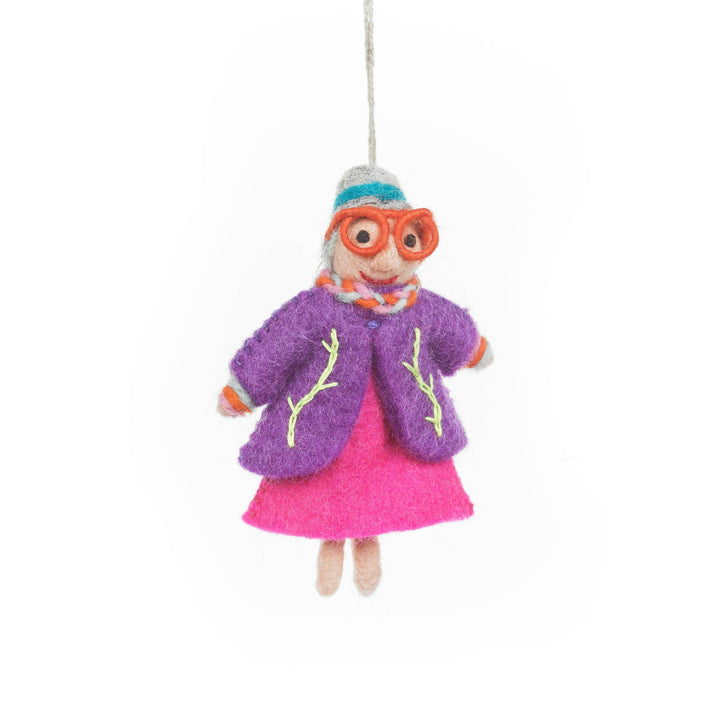 Handmade Felt Groovy Grannies Hanging Decoration: Ethel