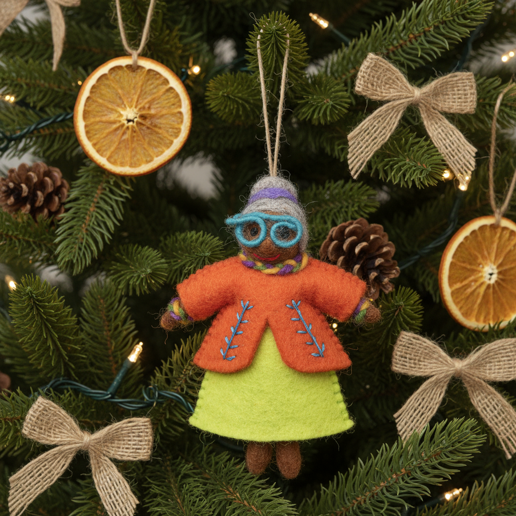 Handmade Felt Groovy Grannies Hanging Decoration: Ethel