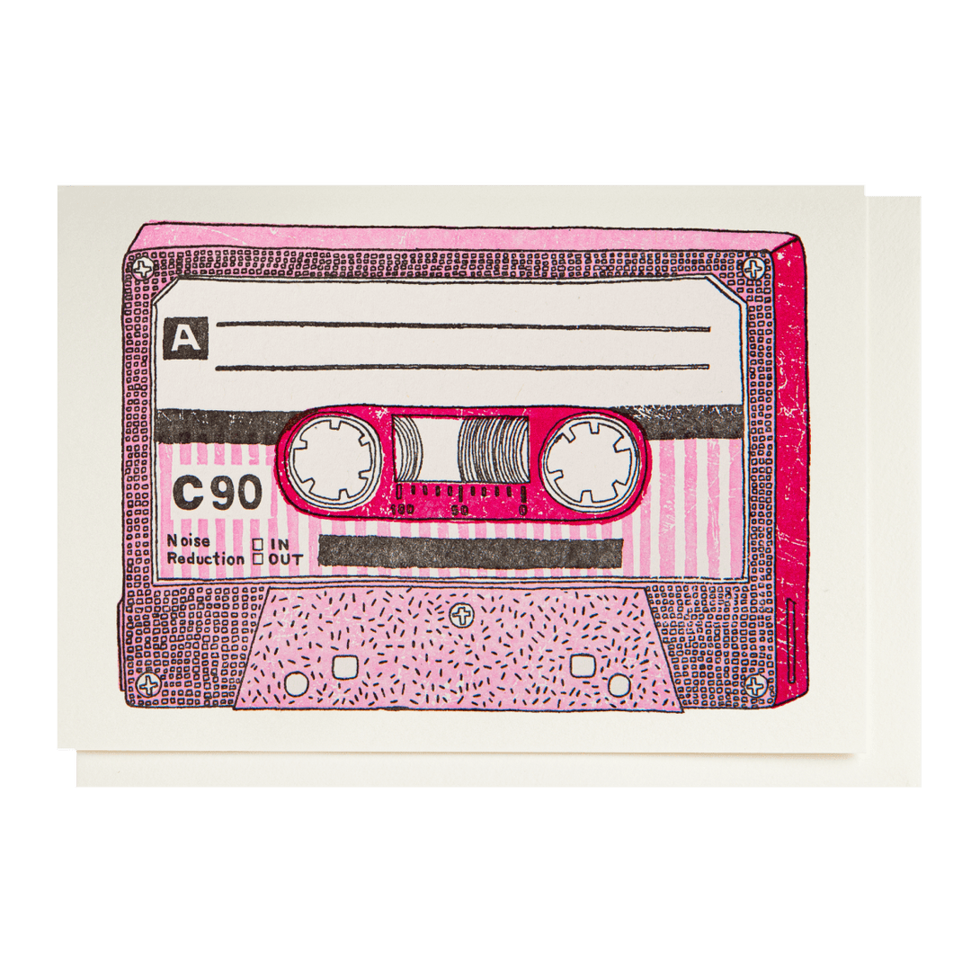 Cassette Tape | Single Notelet Card - Black & Beech