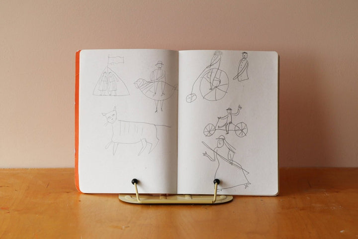 A5 Red and Pink Chequered Sketch/Notebook - Black & Beech