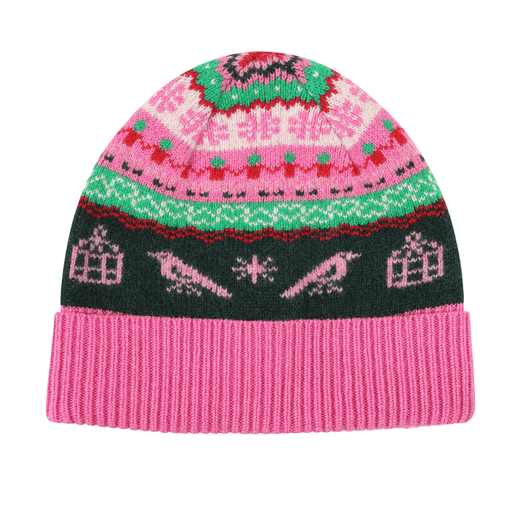 Fairisle Beanie in Bubblegum Hats Black & Beech