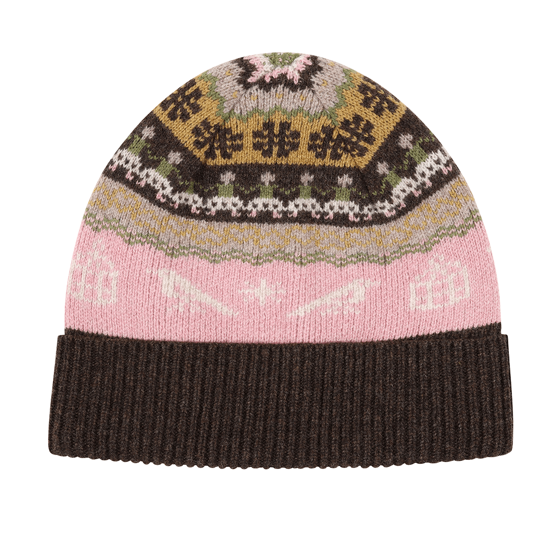 Fairisle Beanie in French Cocoa Hats Black & Beech