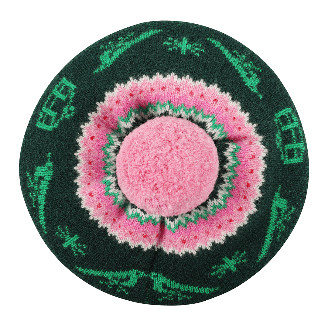 Fairisle Beret Tam in Bubblegum Hats Black & Beech