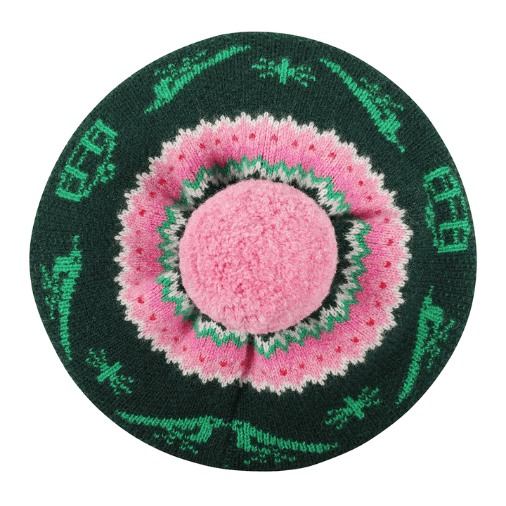 Fairisle Beret Tam in Bubblegum Hats Black & Beech