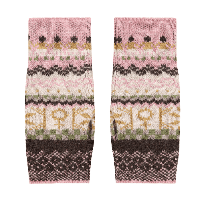Fairisle Wrist Warmers in Calamine Gloves & Mittens Black & Beech