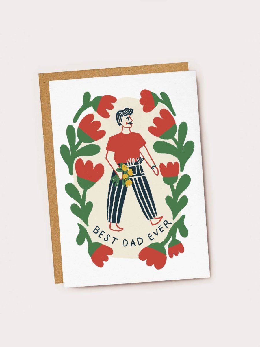 Best Dad Ever Floral Father's Day Card - Black & Beech