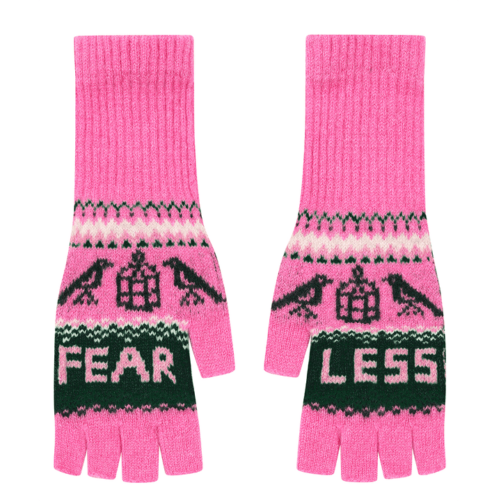 Fearless Fairisle Mittens in Bubblegum Gloves & Mittens Black & Beech